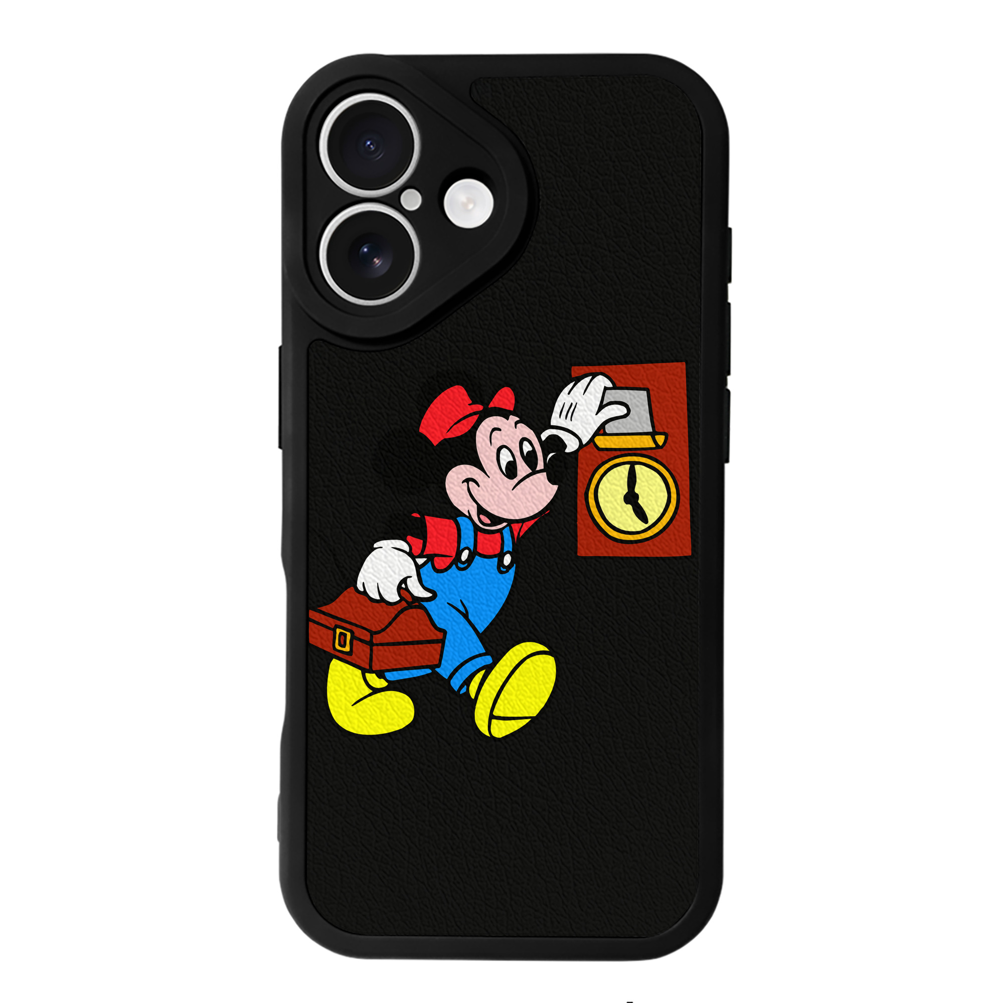 （画像用） ミッキーマウス Mickey Mouse 【iPhone 16シリーズ対応】シリコンスマホケース（レザー調） 材質：シリコン